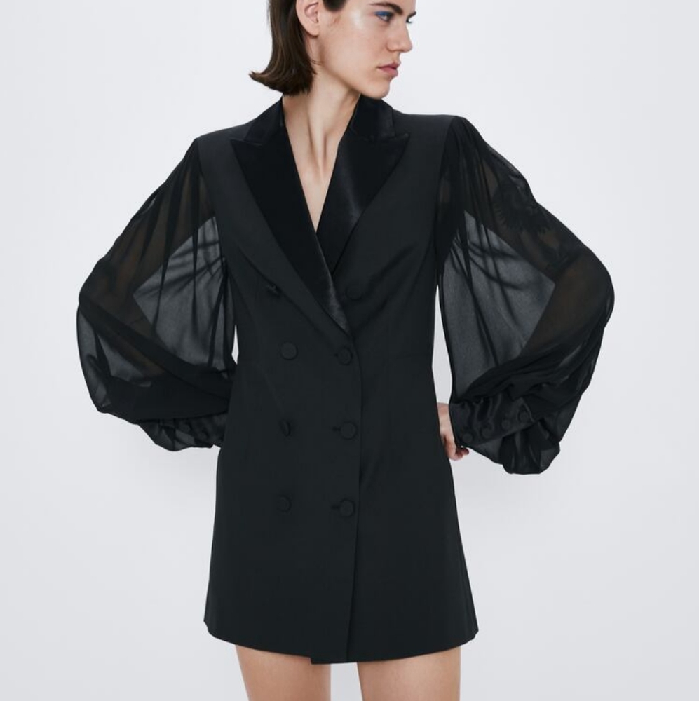 Zara black tuxedo dress nwt